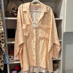 Show Me Your MuMu Pink and Yellow Textured Shirt